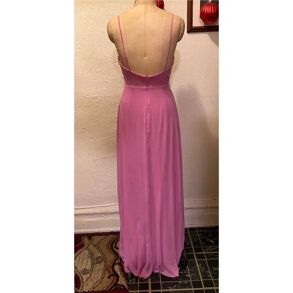 Lovely Adjustable Strap Wrap Bodice Maxi Dress with Front Slit Pink Size 2R - Picture 9 of 12